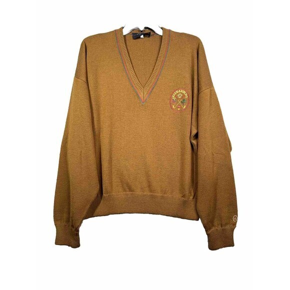 Alexander’s Mens Pullover Sweater Brown V Neck Vintage Made In Italy Large  Wool - Picture 1 of 7
